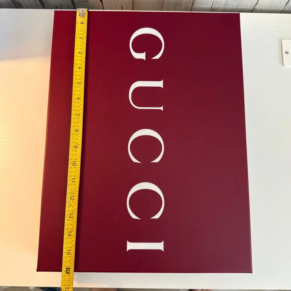 Gucci Burgundy Red Empty Gift Presentation Box White Logo Lid 16x12x2